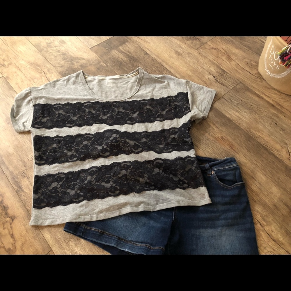 Lane Bryant Short Sleeve Lacey Sweatshirt